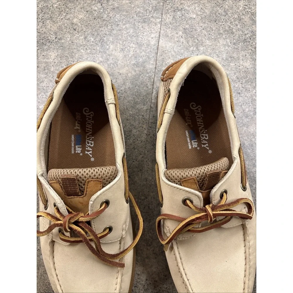 St John's Bay Boat Shoes Men's Sz 9.5 M 016-8000 Tan Brown Excellent Cond.